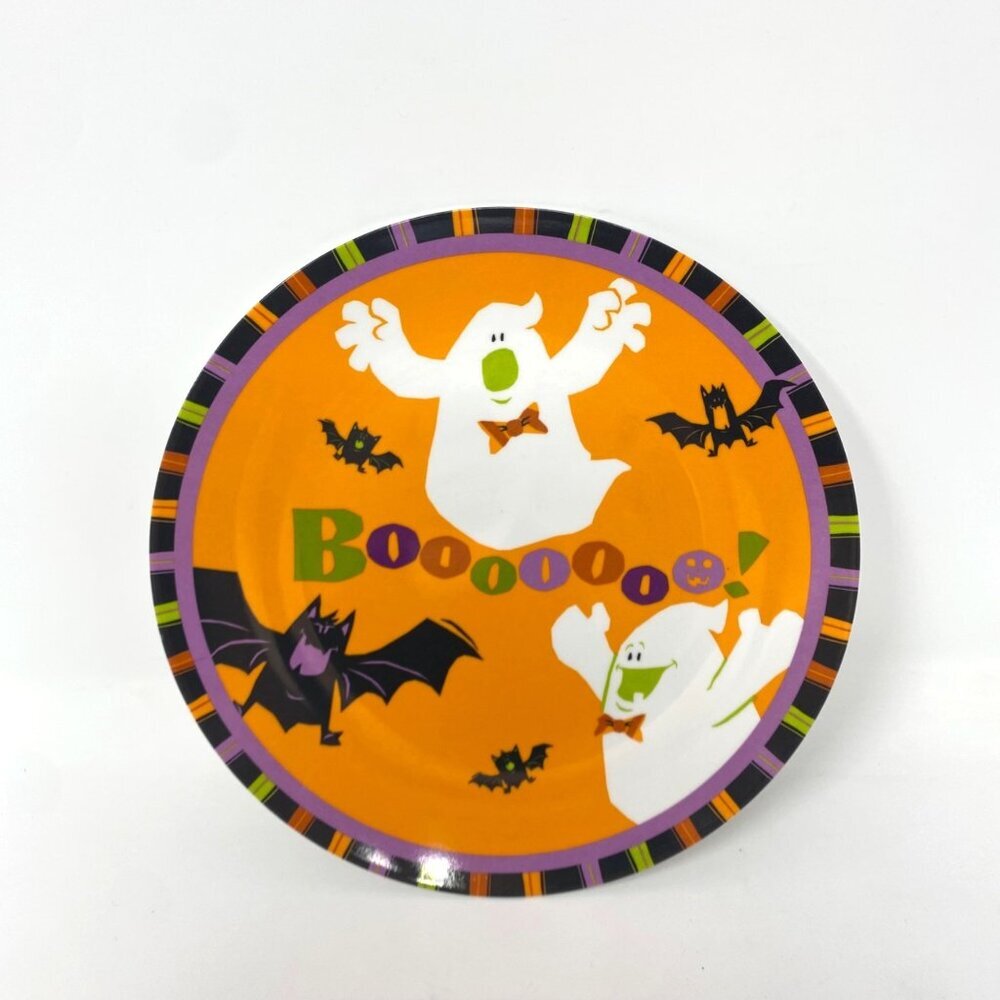 2008 Target Melamine Halloween Boo! Salad Plate Ghosts Bats Party Spooky. B33
